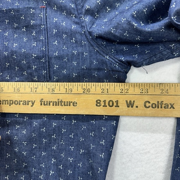 7 Diamonds Geometric Long Sleeve Chambray Shirt Slim Fit Button Down Supima MD - Picture 8 of 12